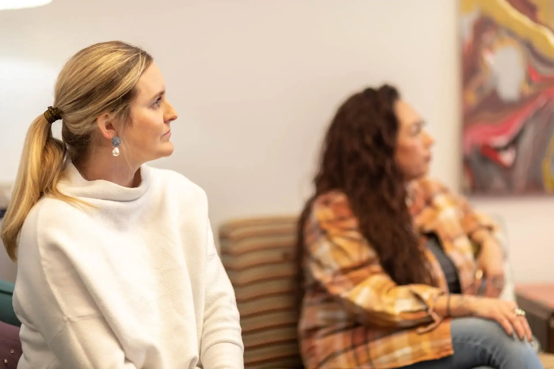 Women talking during a support group at New Day Recovery