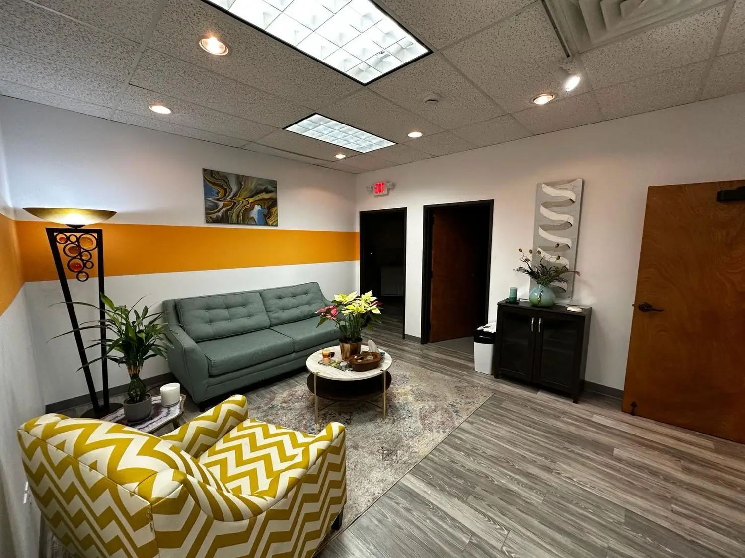 Common area lounge inside a sober living residence