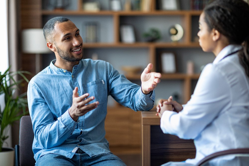 person talking to therapist
