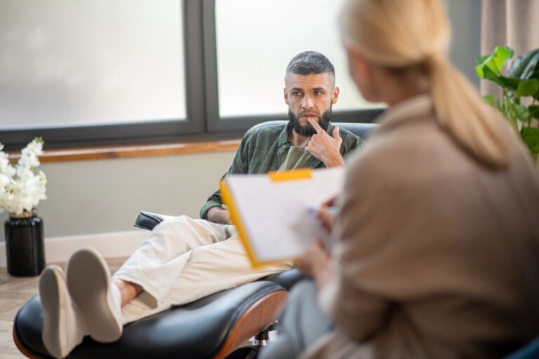 Man sharing thoughts.
