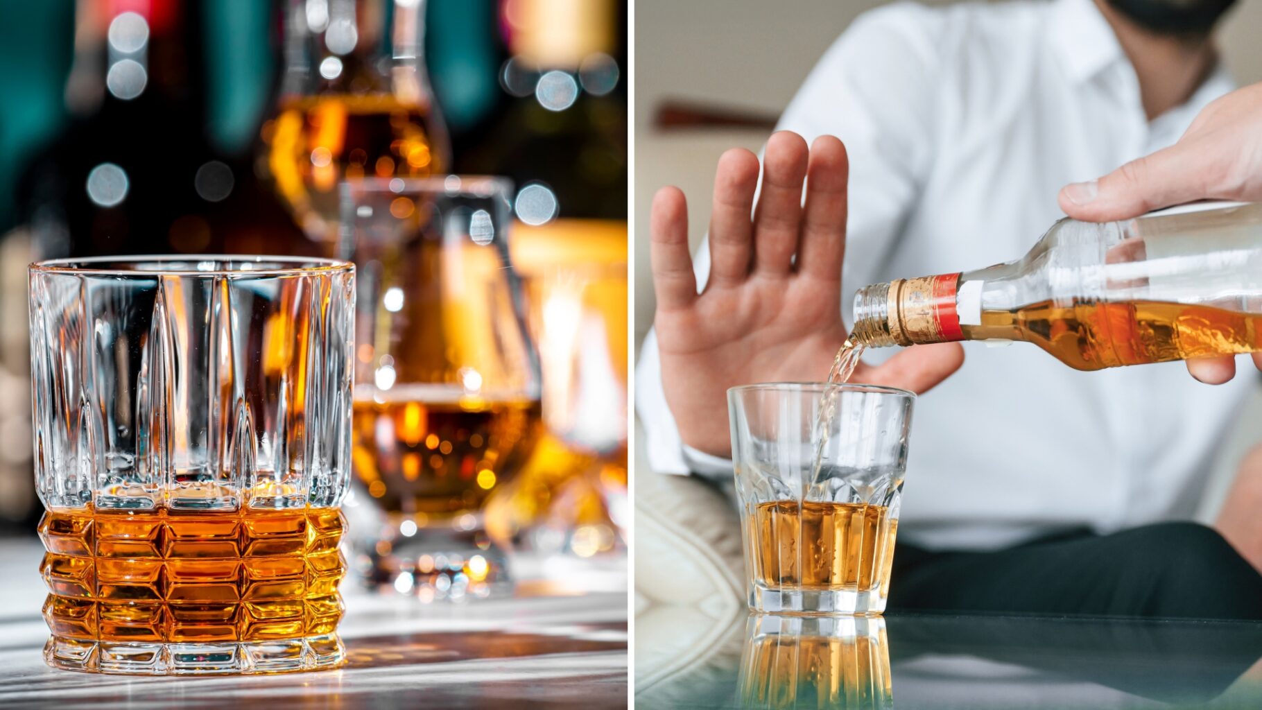 Two images of glasses of alcohol for the topic does outpatient alcohol rehab work
